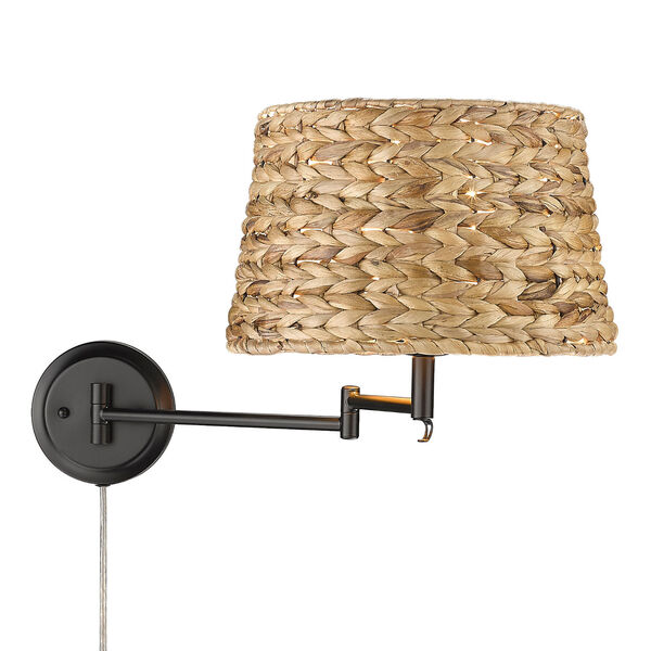 Eleanor Matte Black and Natural One-Light Articulating Wall Sconce, image 4